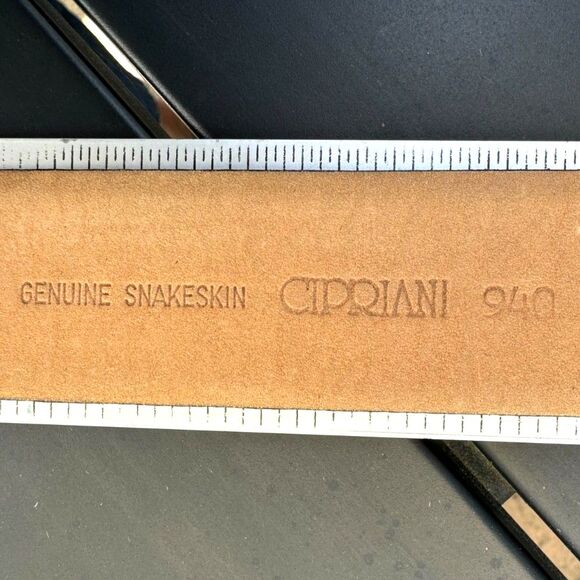 Vintage Cipriani Black 100% Snakeskin Exotic Leather Belt Size M Crescent Buckle main image 9